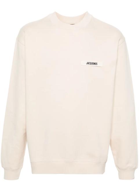 Jacquemus Men Top Le Sweatshirt Gros Grain  Features Beige Cotton Jersey Weave In Gros-Grain With Pr