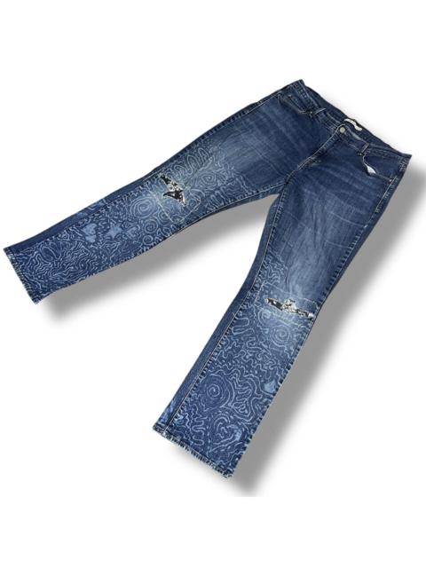Levi's Levis 505 Straight Cut Distressed Waterless Denim Tears Art