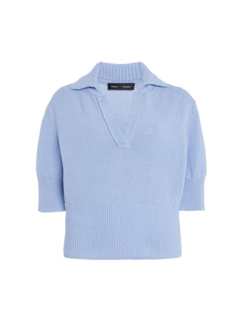 Proenza Schouler Reeve Cotton Knit Polo Shirt light blue
