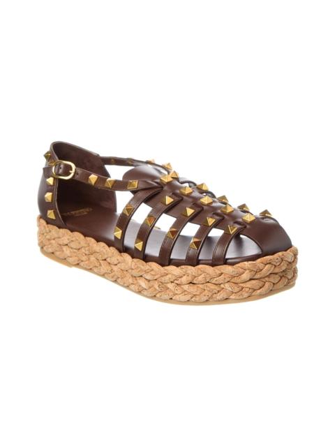 Valentino Valentino Rockstud 30 Leather Platform Sandal