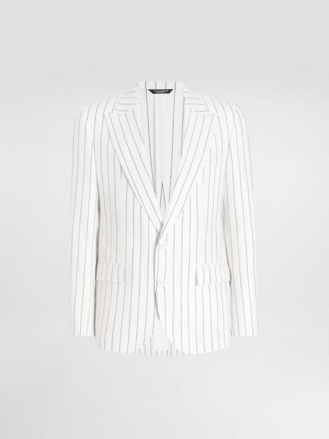 Dolce & Gabbana Single-breasted pinstripe linen-blend jacket