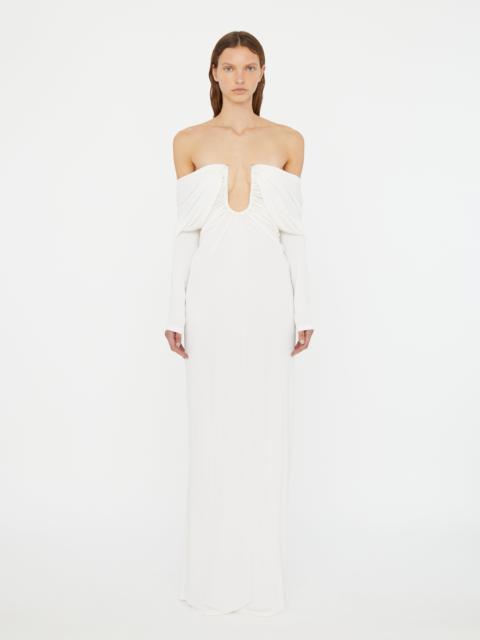 CHRISTOPHER ESBER Arced Palm Strapless Shawl Gown