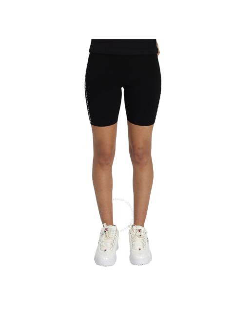 Off-White Ladies Black/White Rib-Knit Biker Shorts