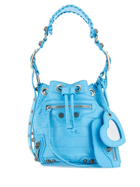 BALENCIAGA Balenciaga Women Light-Blue Leather Le Cagole Xs Bucket Bag
