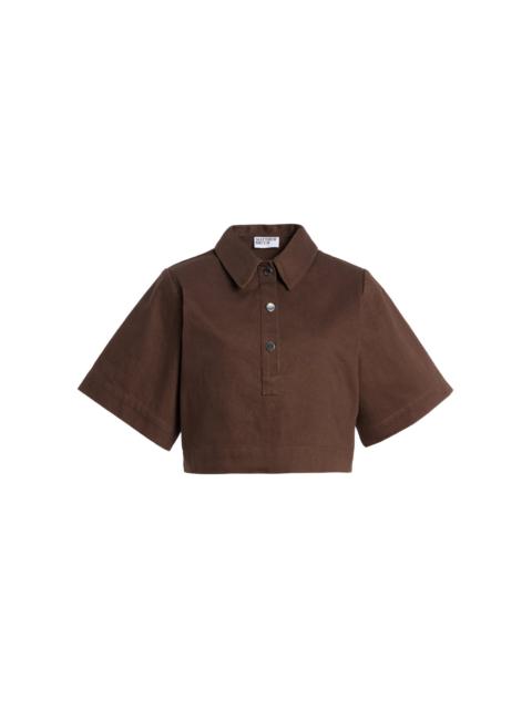 MATTHEW BRUCH Denim Popover Top brown
