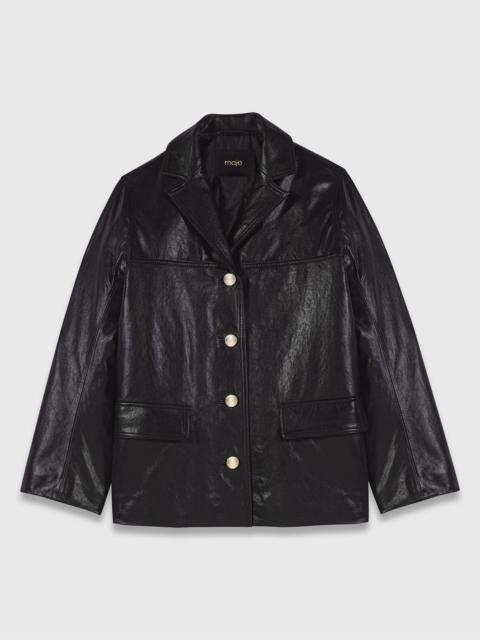 maje Quilted Leather Jacket