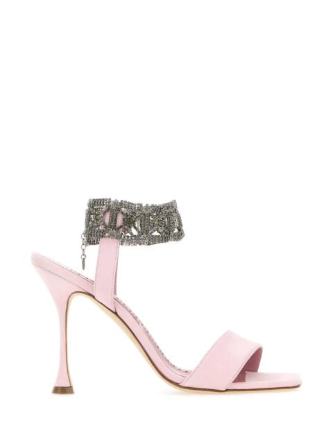 Manolo Blahnik Manolo Blahnik Women Pastel Pink Suede Lierasan Sandals