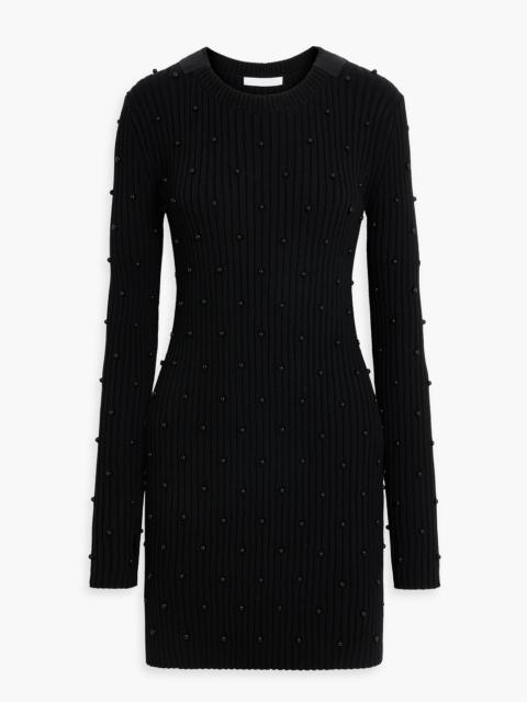 Helmut Lang Embellished ribbed cotton-blend mini dress