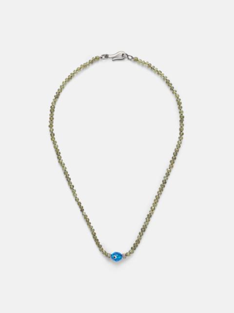 ILEANA MAKRI 9kt white gold (375/1000) and sterling silver (925) beaded necklace with garnets and diamonds