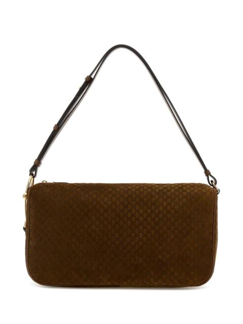 GUCCI Gucci Women Caramel Suede Gucci Half Horsebit Shoulder Bag