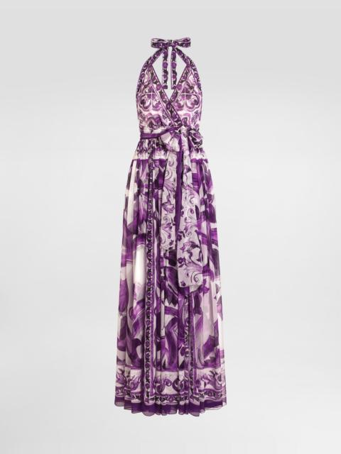 Dolce & Gabbana Majolica-print long chiffon dress