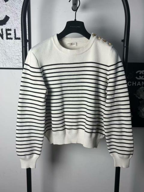 CELINE Celine Gold Button Knit Sweater