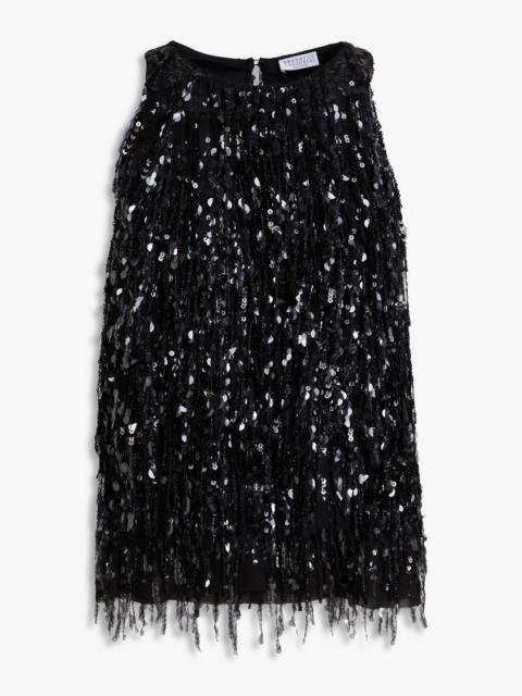 Brunello Cucinelli Fringed sequin-embellished silk-organza top