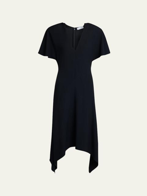 Stella McCartney V-Neck Short-Sleeve Handkerchief Midi Dress