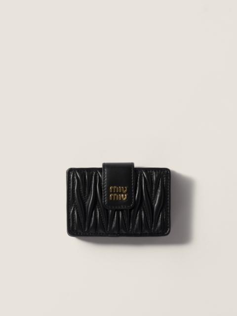 Miu Miu Matelassé nappa leather card holder