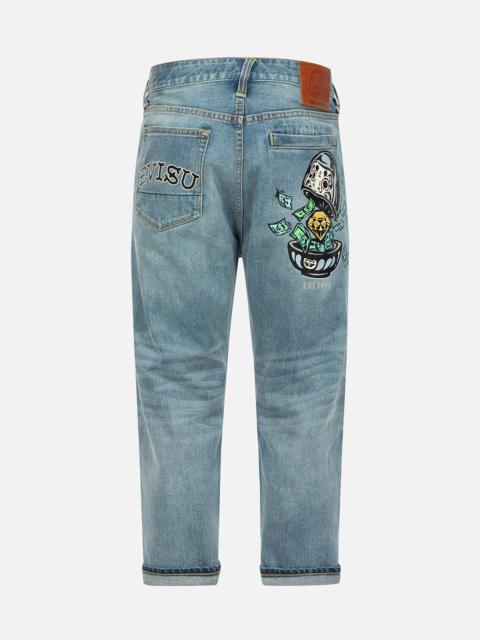 EVISU Diamond Daruma Printed Pocket Cropped-Fit Jeans #2027
