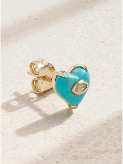 SYDNEY EVAN 14-karat Gold, Turquoise And Diamond Single Earring