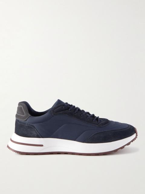 Loro Piana Weekend Walk Suede-Trimmed Shell Sneakers Navy