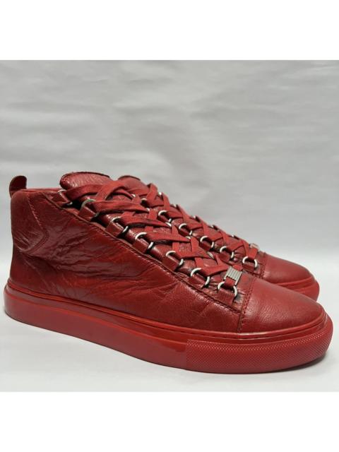 BALENCIAGA Balenciaga - Arena Red Leather High Top Sneakers