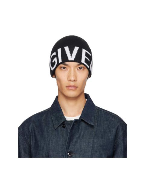 Black 'Givenchy' Jacquard Beanie