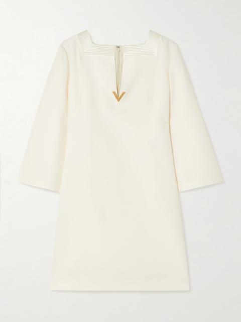 Valentino Embellished Silk Satin-trimmed Wool And Silk-blend Crepe Mini Dress
