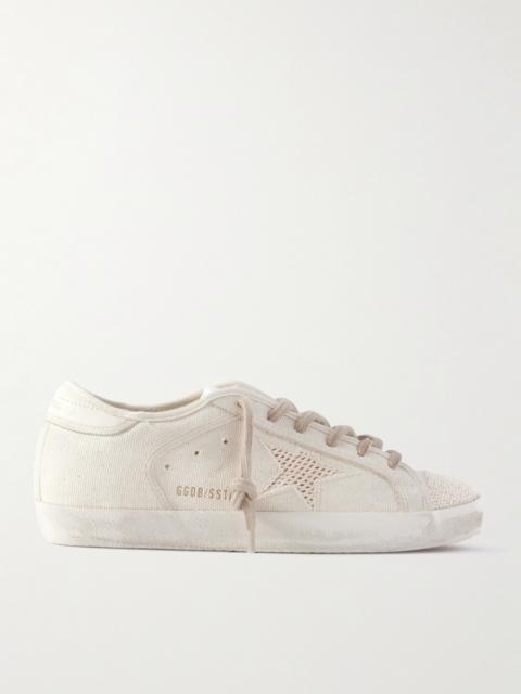 Golden Goose Super-star Leather-trimmed Bead-embellished Canvas Sneakers