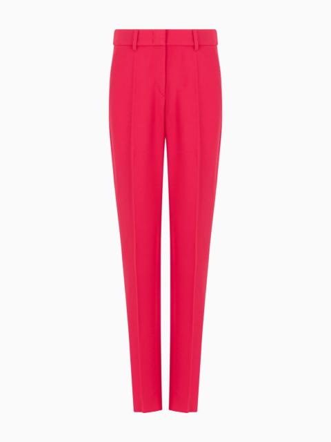 EMPORIO ARMANI Cady crêpe trousers with belt loops and rib