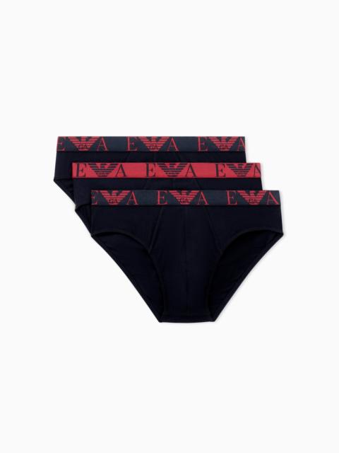 EMPORIO ARMANI THREE-PACK OF BRIEFS WITH BOLD MONOGRAM LOGO