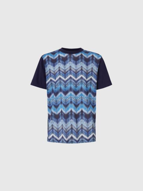 Missoni Crewneck T-shirt in airbrush-effect zigzag print cotton