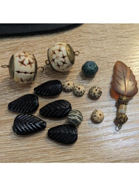 Unknown - Set of Carved Beads Leaf Star Balls