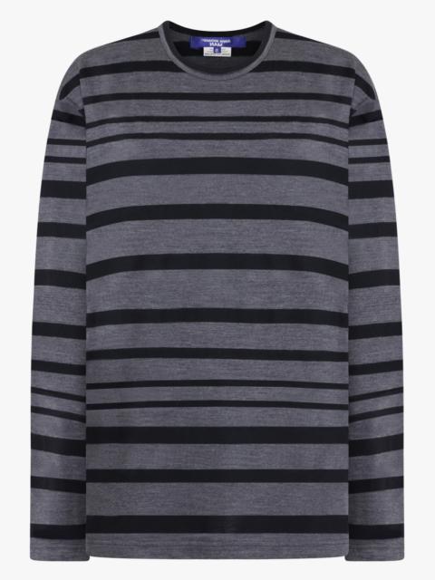 STRIPE PRINT L/S T-SHIRT | GREY/BLACK