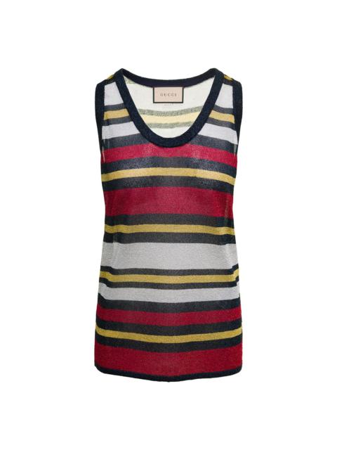 Multicolor Sleeveless Striped Top In Lurex Woman