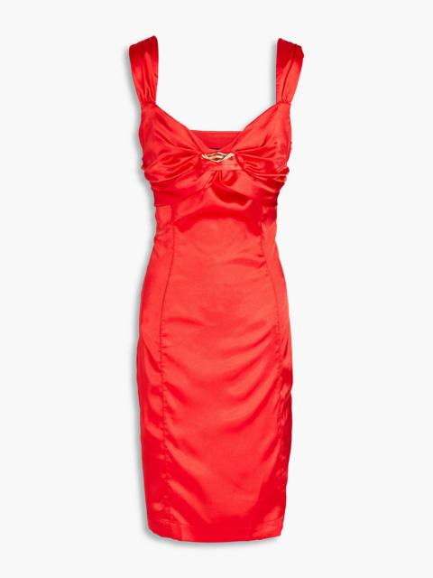 Roberto Cavalli Embellished gathered satin dress