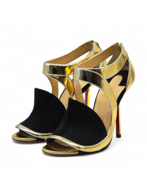 Christian Louboutin Rotonda Sandal Leather Pumps 100 Gold - EU 35 US 5