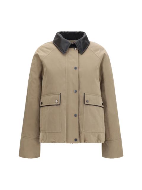 Brunello Cucinelli Brunello Cucinelli Women Padded Down Jacket With Leather Collar