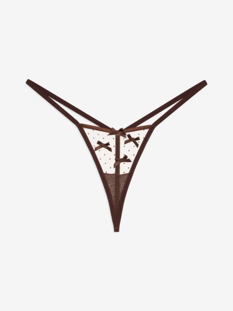 For Love & Lemons Flock Dot Bows G-String Panty
