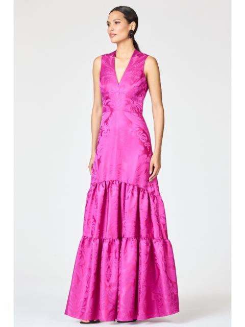SACHIN & BABI CELLA GOWN - PINK SAPPHIRE DAMASK