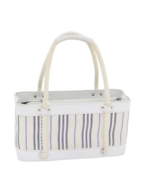 Burberry Burberry Hand Bag Canvas White Navy Silver