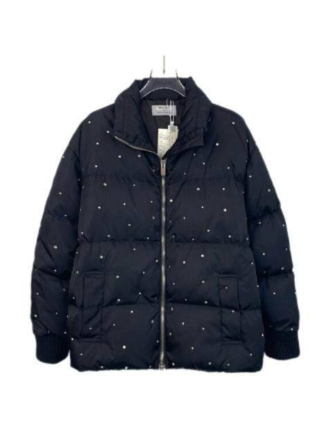 Miu Miu Womens Black Studded Puffer Jacket Size S Made In Italy Quilted Outerwea