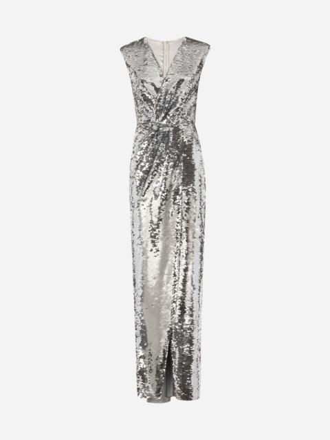 Dolce & Gabbana Long sequined dress with draping