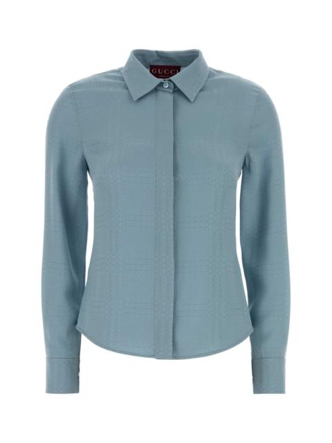 GUCCI Gucci Women Light-Blue Silk Shirt
