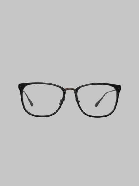 LINDA FARROW CASSIN OPTICAL D-FRAME IN MATT NICKEL