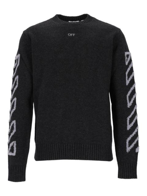 Off-White Off-White Men The Diagonal Arrow Fuzzy Crew Neck Sweater