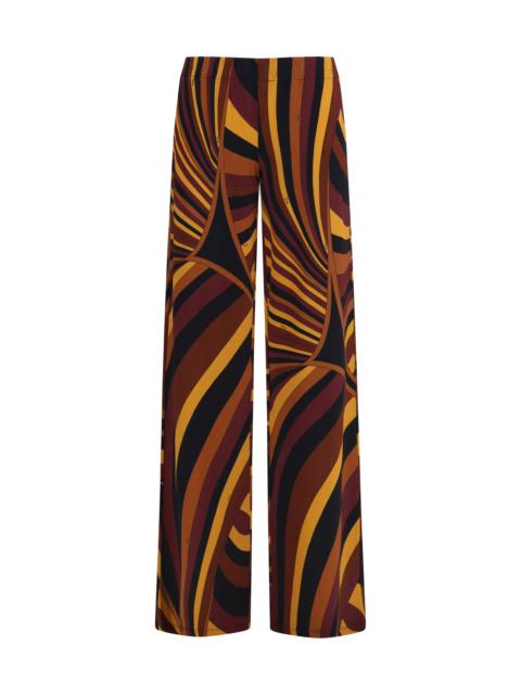 PUCCI Pucci Satin Jersey Iride Print Trousers Bordeaux Gold