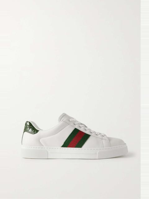 Ace webbing-trimmed leather sneakers