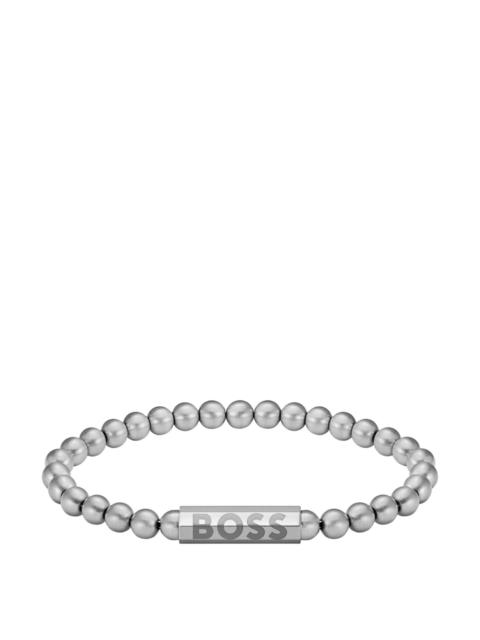 BOSS SILVER-TONE CUFF WITH LOGO CLOSURE