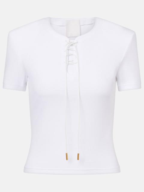 Givenchy 4G lace-up cotton-blend jersey T-shirt