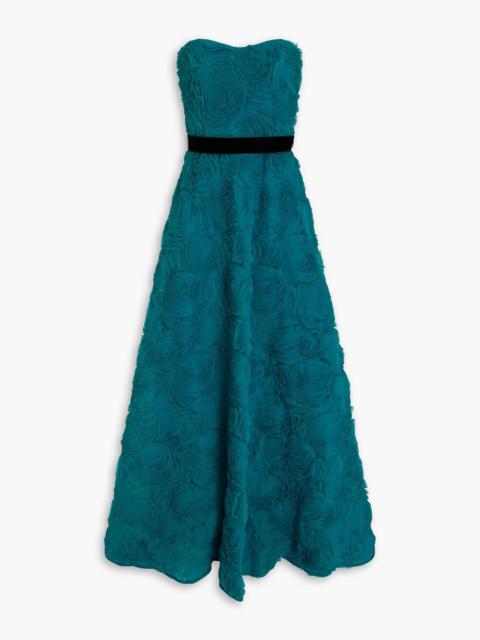 Other Designers Strapless appliquéd tulle gown