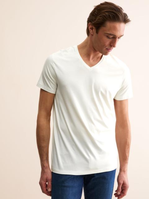 Derek Rose Men's V-Neck T-Shirt Basel Micro Modal Stretch Vanilla