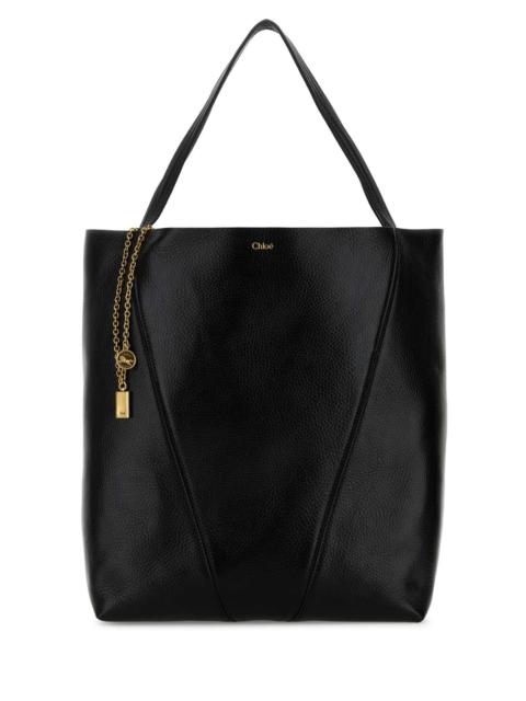 Chloé Chloe Women Black Leather Large Spin Shopping Bag